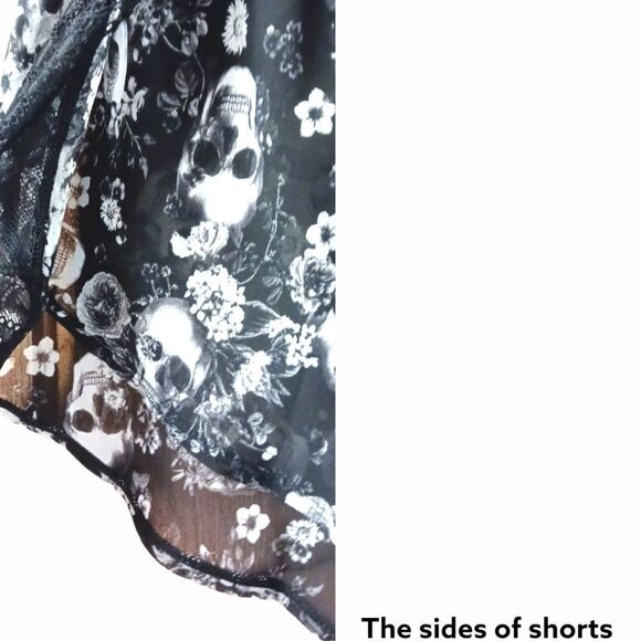 TORRIDS NEW Black Tank With Lacy SKULL Black & White Sexy Sleep Set Shorts. - Picture 7 of 16